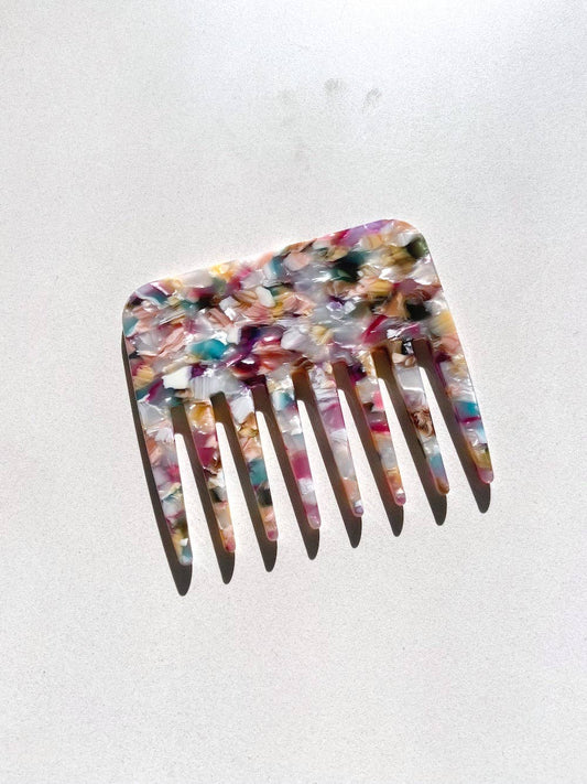 Extra Wide Tooth Acetate Comb | Eco-Friendly: Multi Tortoise