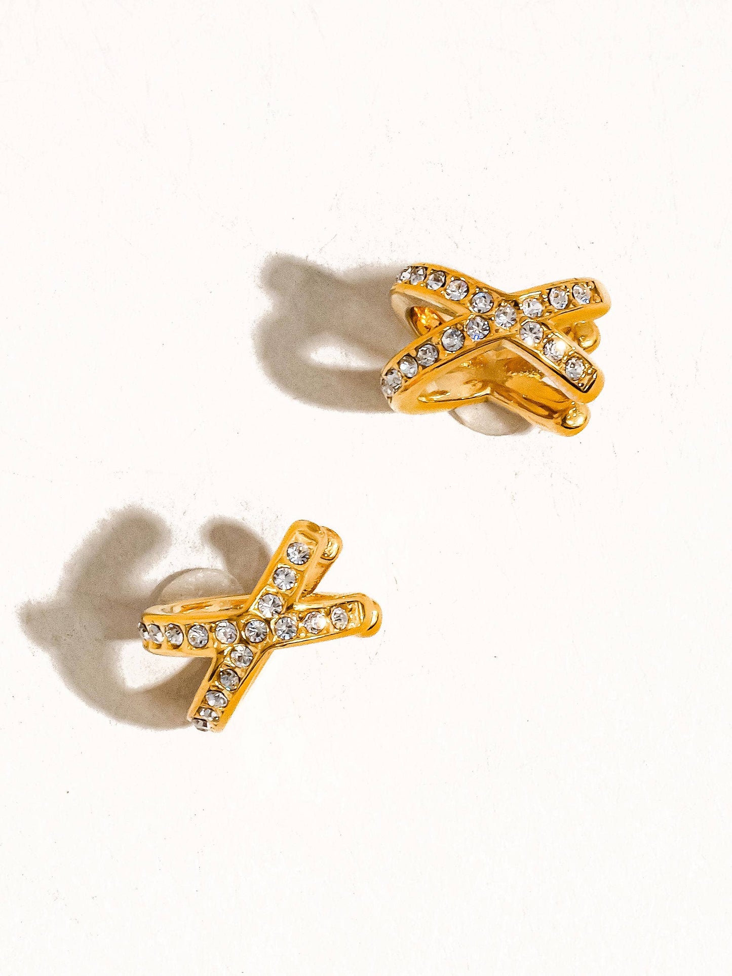 Avery 18K Gold Non-Tarnish X CZ Ear Cuff: Yellow Gold