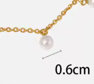 Beach Lake Repeat Anklet- Stainless Steel Faux Pearl