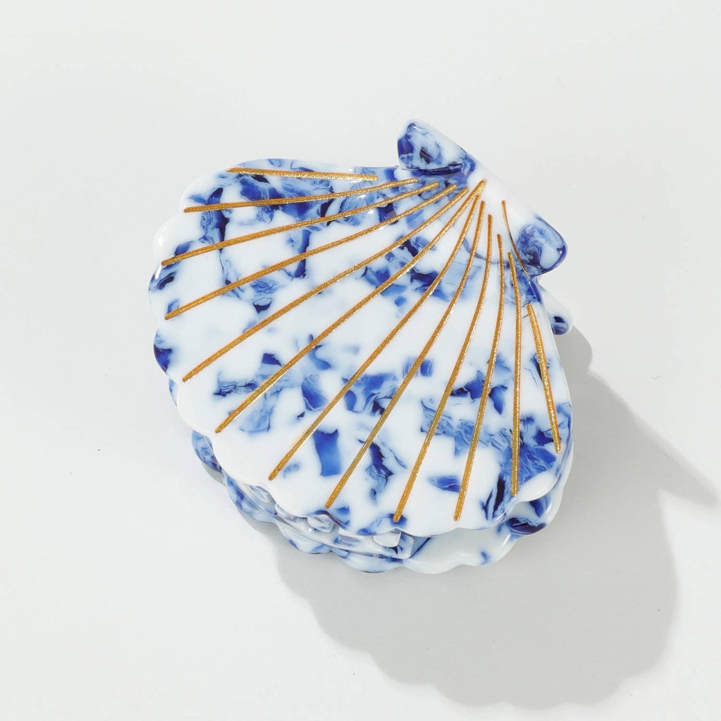 Adorro - Coastal Blue Seashell | Gold Painted Seashell Claw Clip