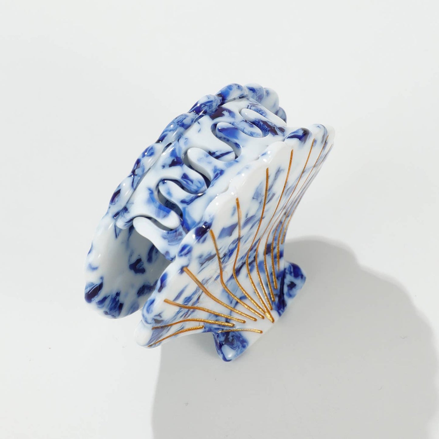 Adorro - Coastal Blue Seashell | Gold Painted Seashell Claw Clip