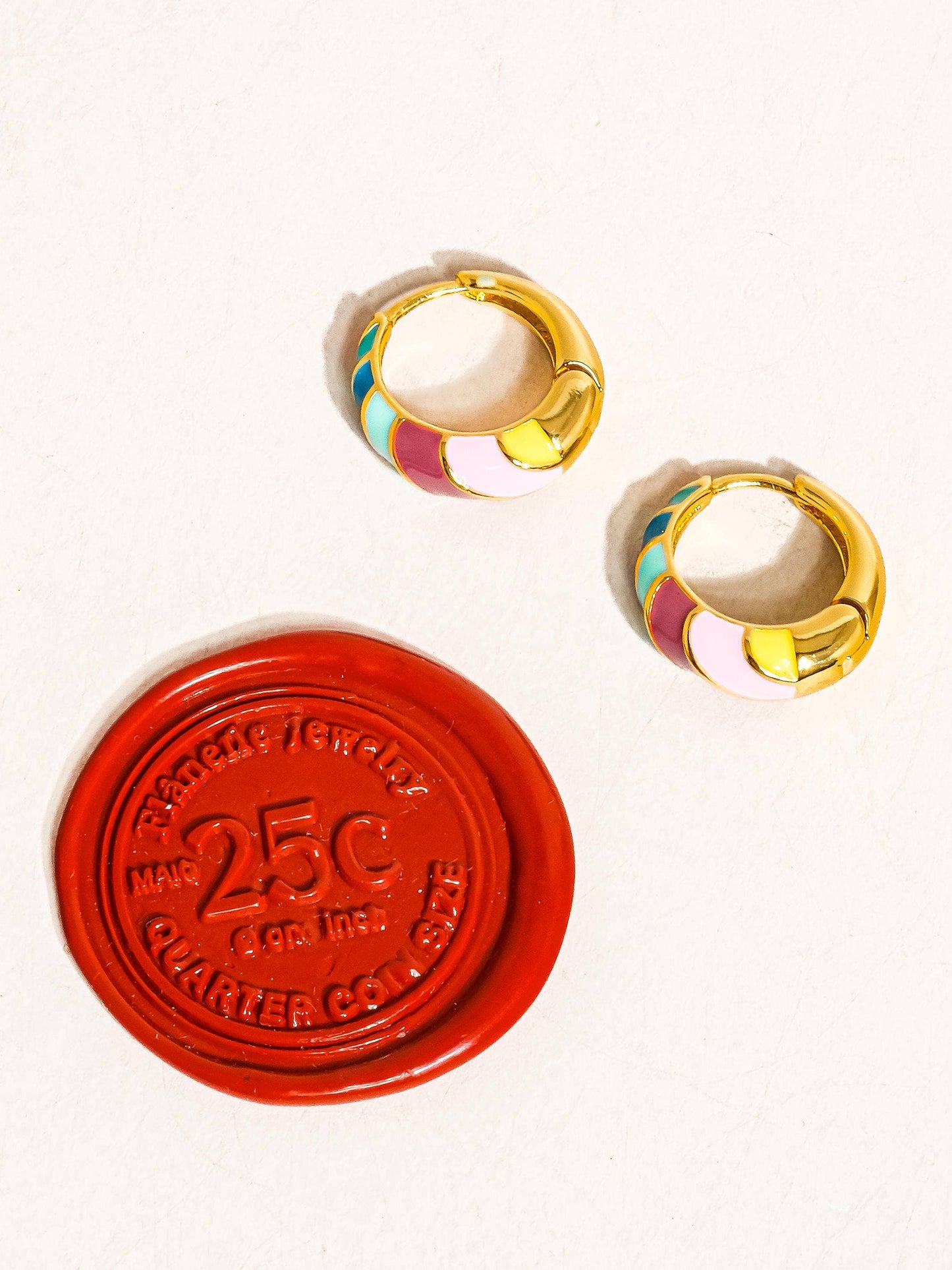 Paloma 18K Gold Colorful Striped Hoop Earring: Multi-Colored