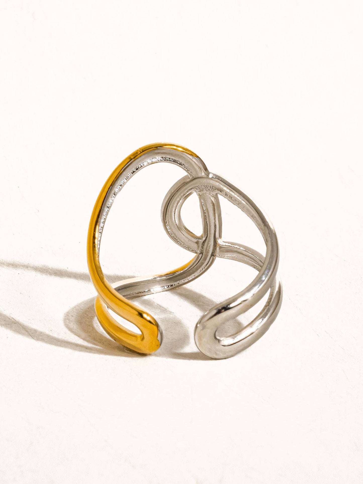 Lior 18K Gold Non-Tarnish Abstract Two Tone Ring: Multi-Colored