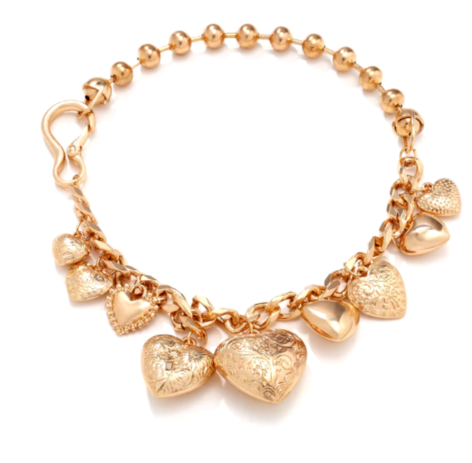Loves all Around- Charm Chain Necklace 14K Silver