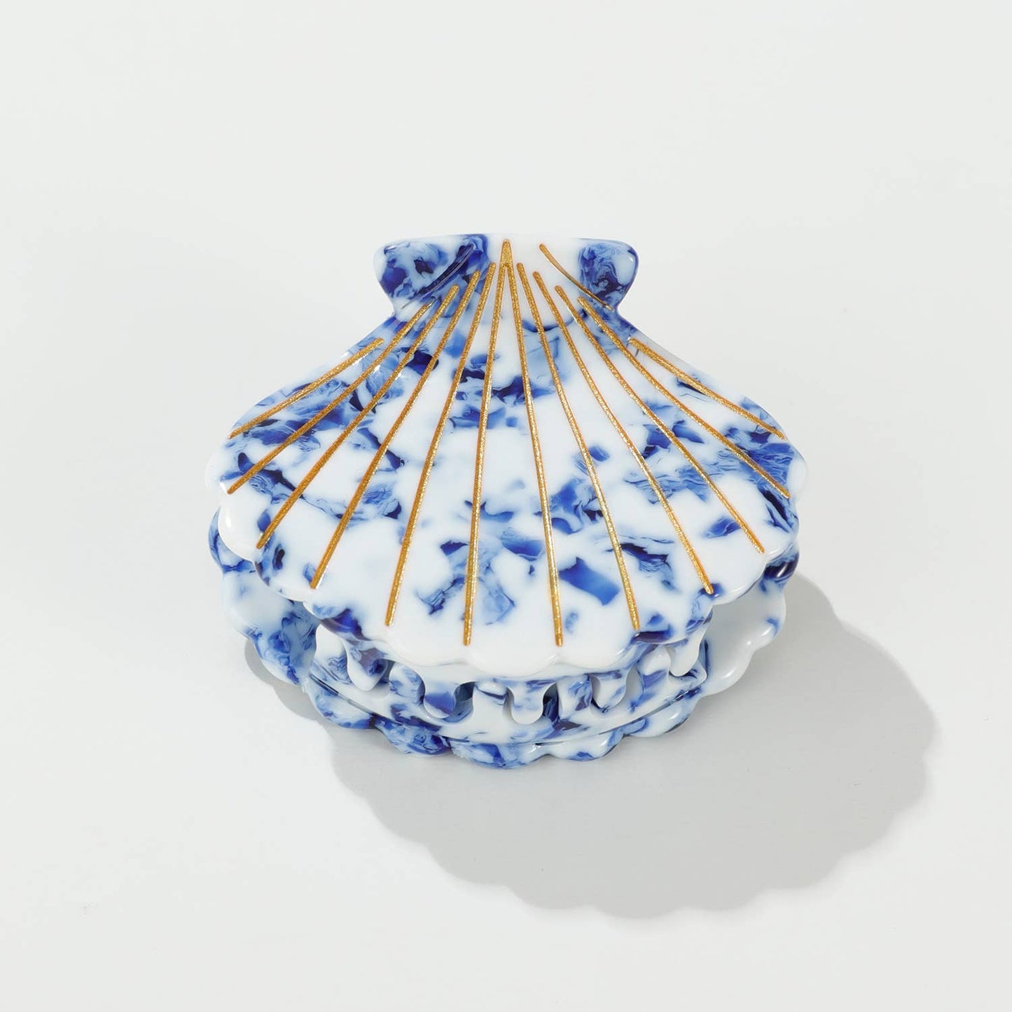 Adorro - Coastal Blue Seashell | Gold Painted Seashell Claw Clip