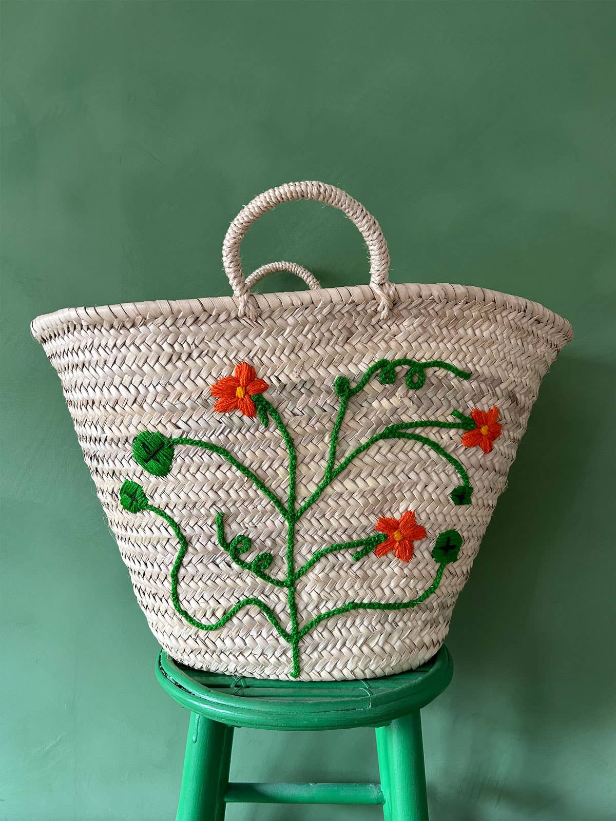 Bohemia Design - Hand Embroidered Market Basket, Nasturtium