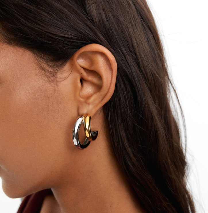 Bi Colour Double Hoop