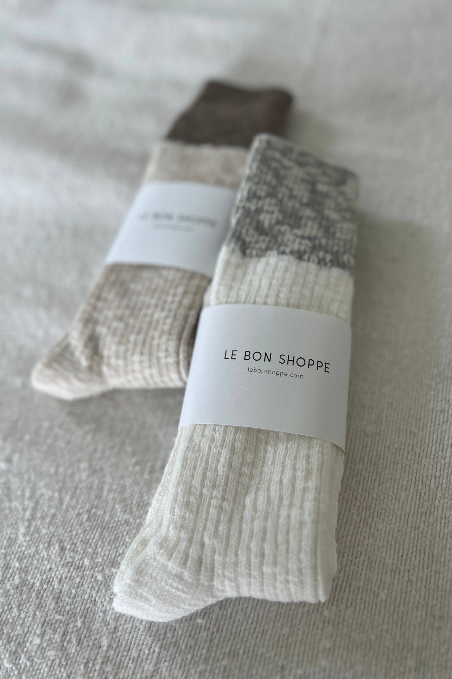 Le Bon Shoppe - Color Block Cottage Socks: White Linen/Ht. Grey