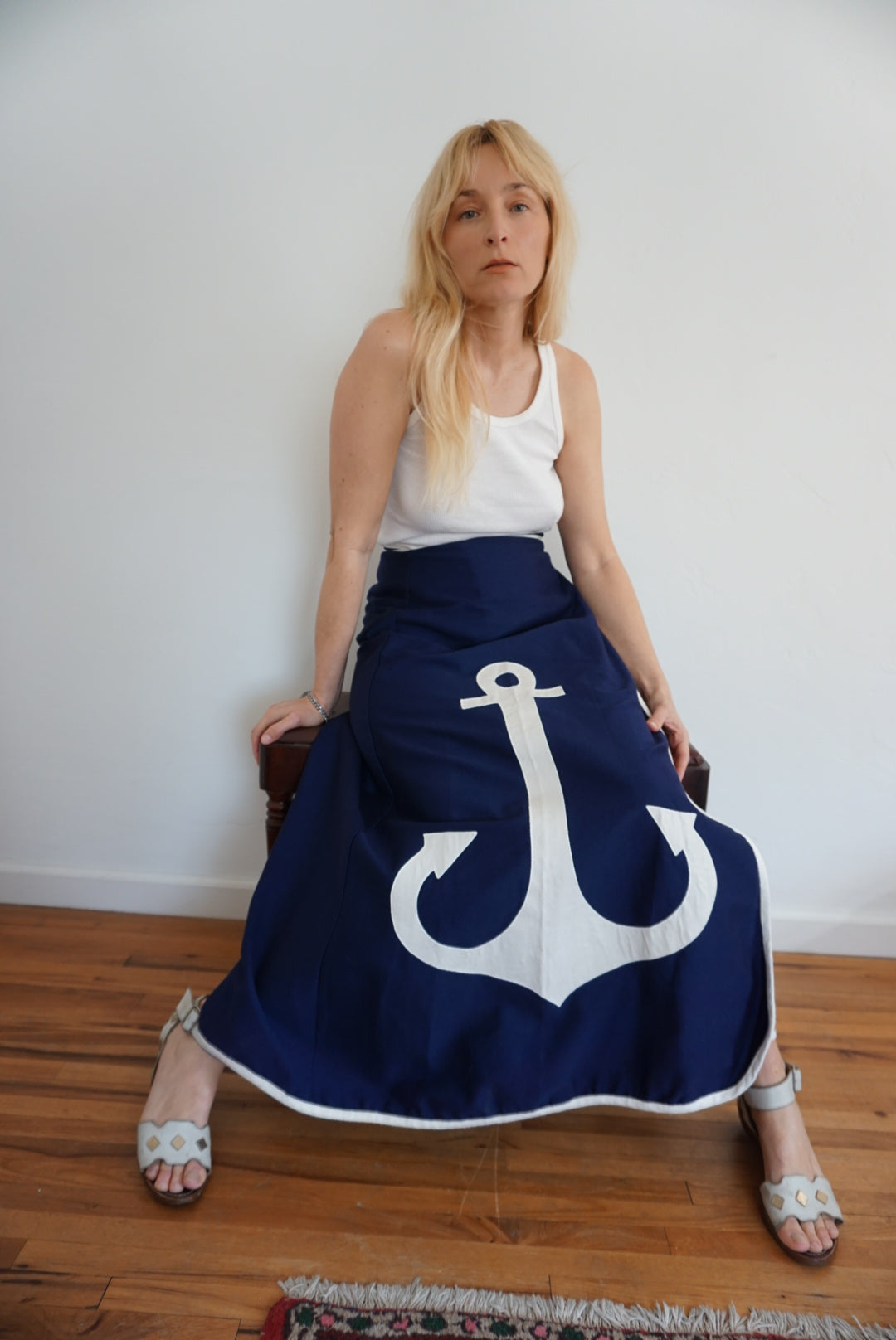 navy sailor wrap skirt