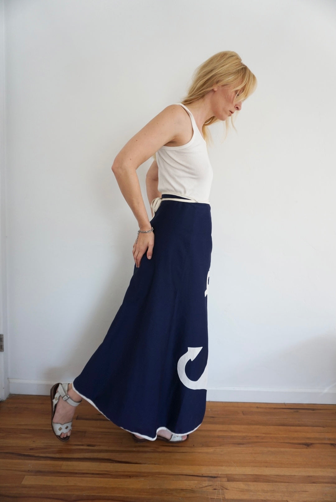 navy sailor wrap skirt