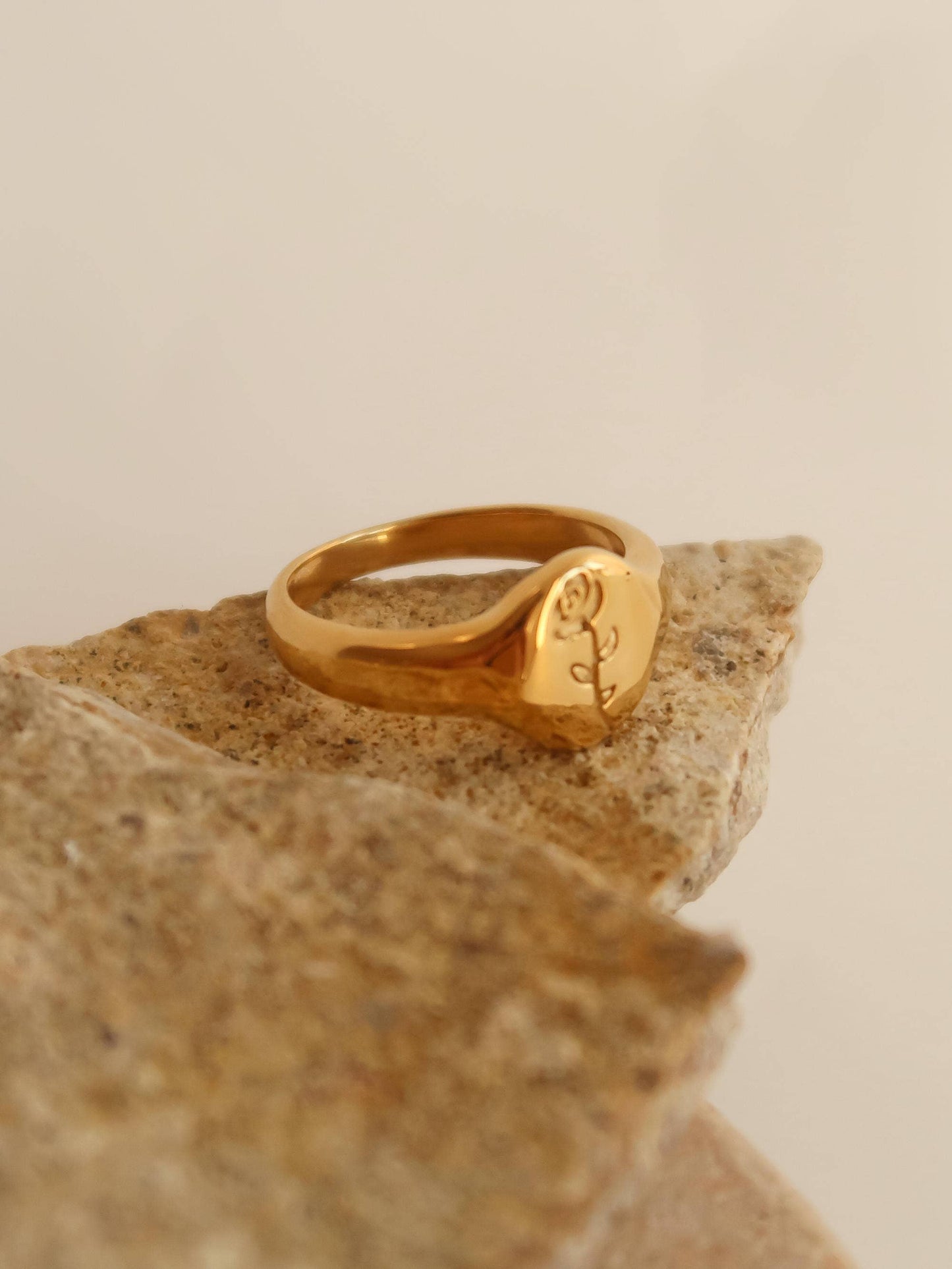 Georgia 18K Gold Non-Tarnish Rose Ring: Yellow Gold