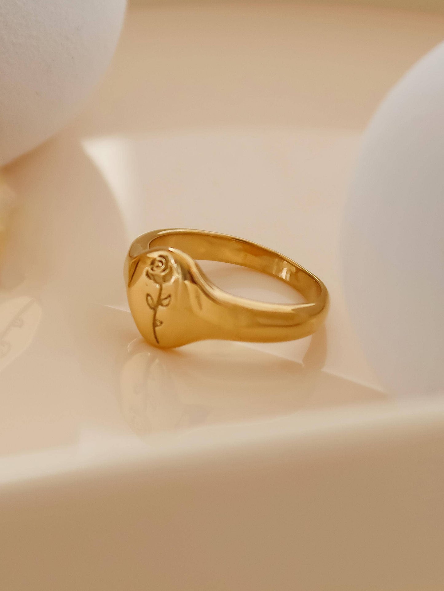 Georgia 18K Gold Non-Tarnish Rose Ring: Yellow Gold