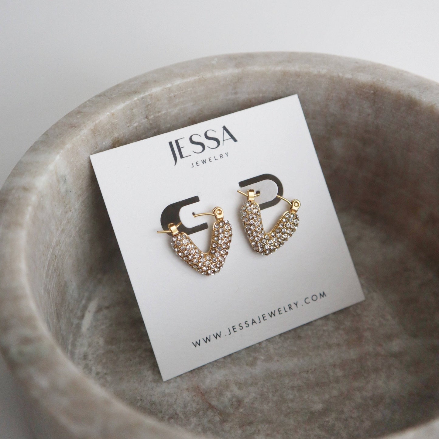 JESSA Jewelry - Alana Hoops | V-Shaped Pave Hoops