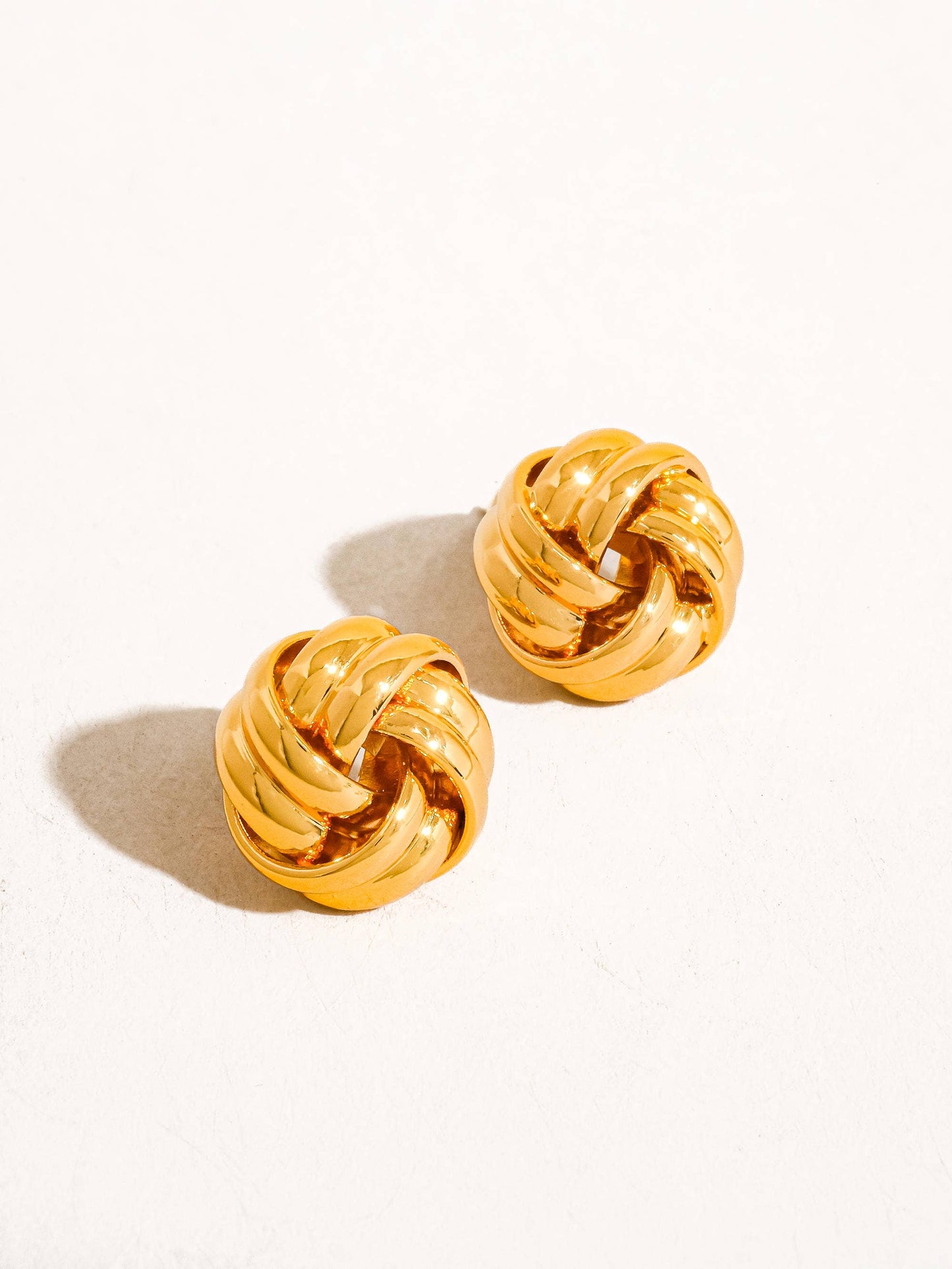 Alix 18K Gold Basket Weaved Classic Studs: Yellow Gold