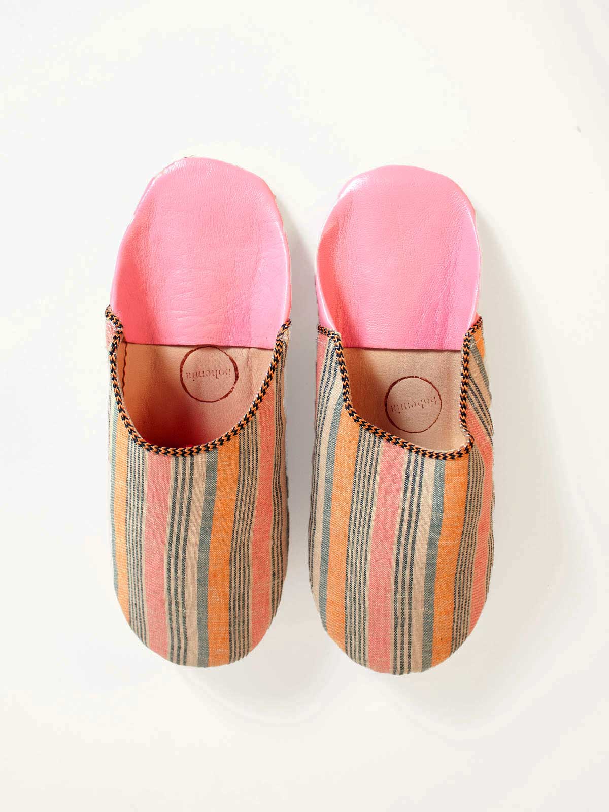 Bohemia Design - Margot, Tangerine Stripe Linen Babouche Slippers