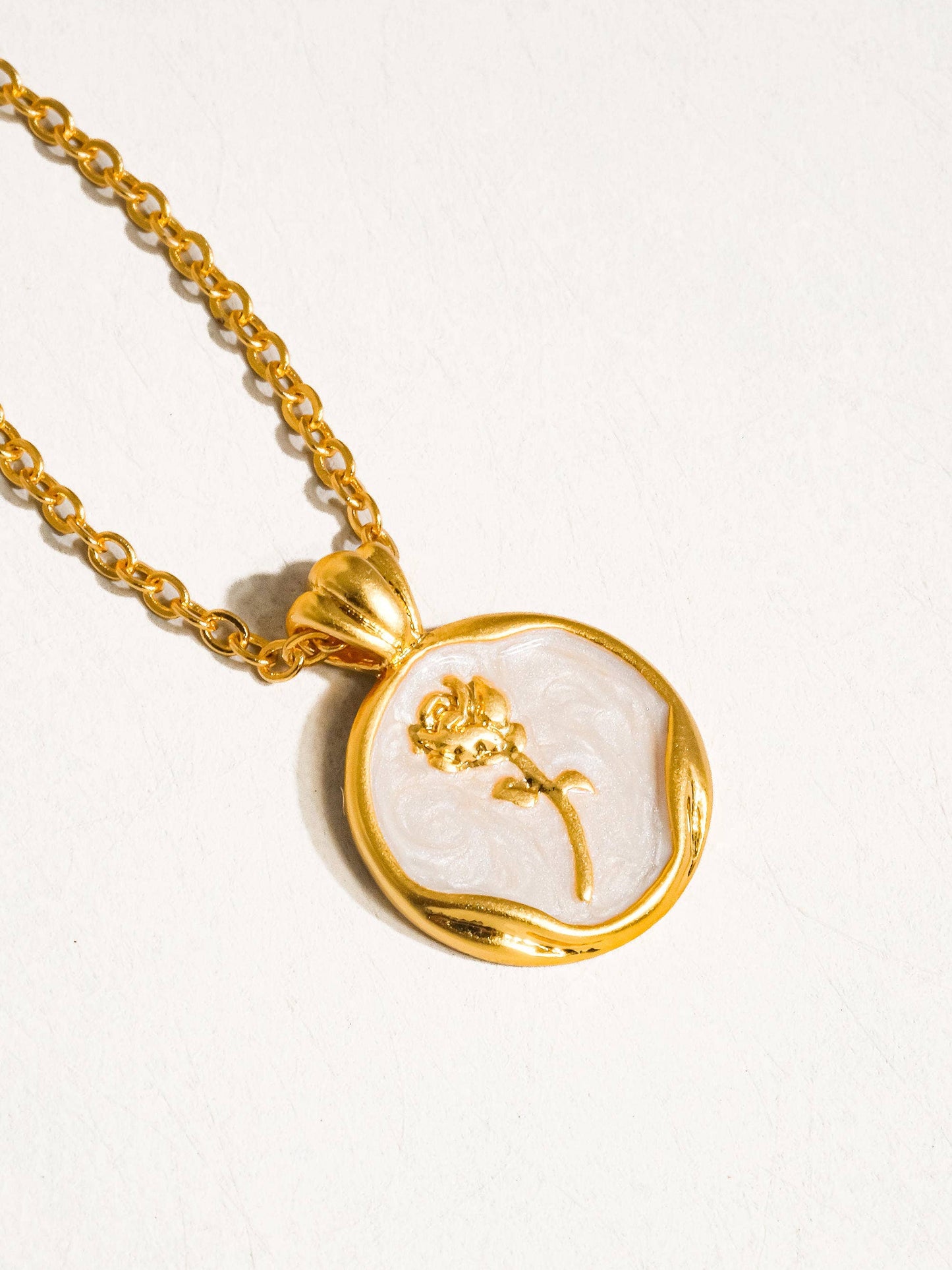 Mallory 18K Gold Rose Coin Pendant Necklace: Yellow Gold