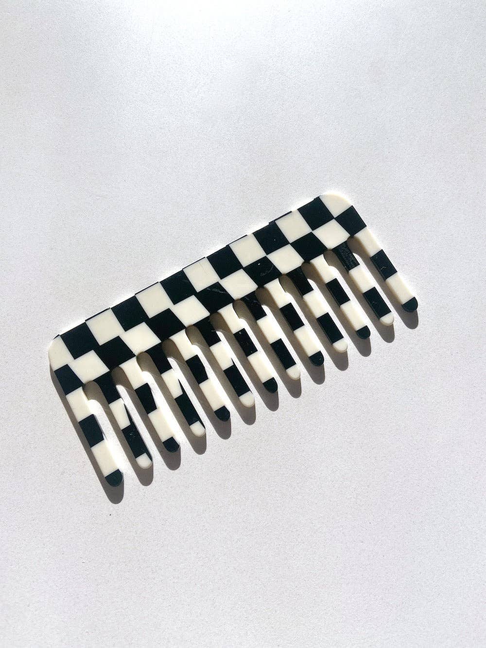 Wide Tooth Acetate Hair Comb | Eco-Friendly: Checker