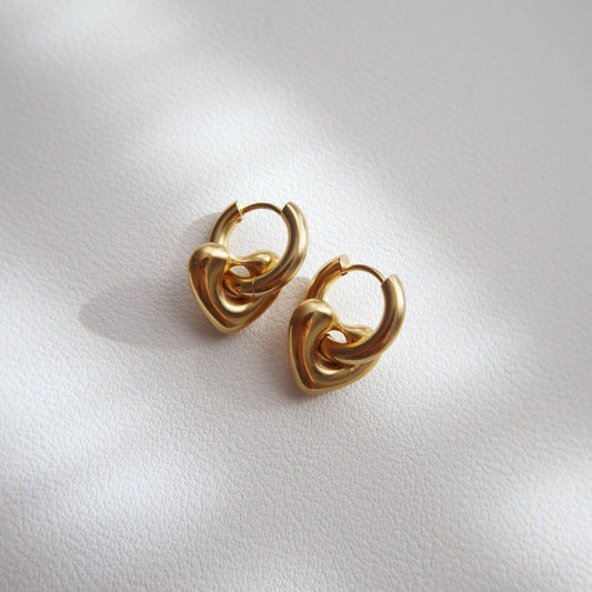 JESSA Jewelry - Puffy Heart Hoop Earrings