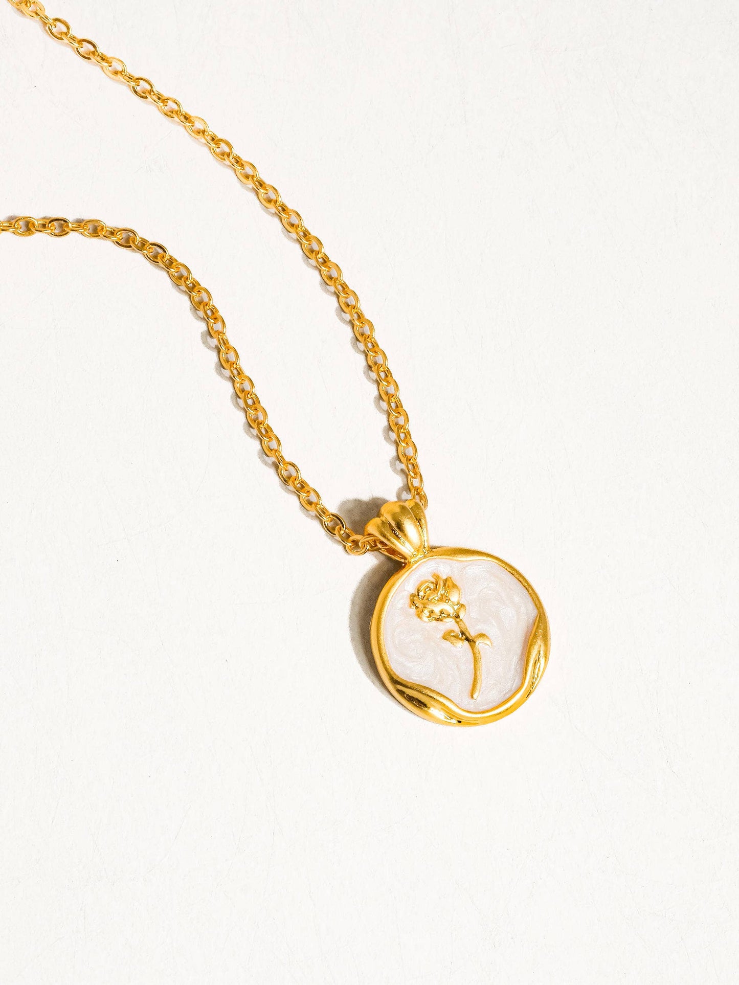 Mallory 18K Gold Rose Coin Pendant Necklace: Yellow Gold