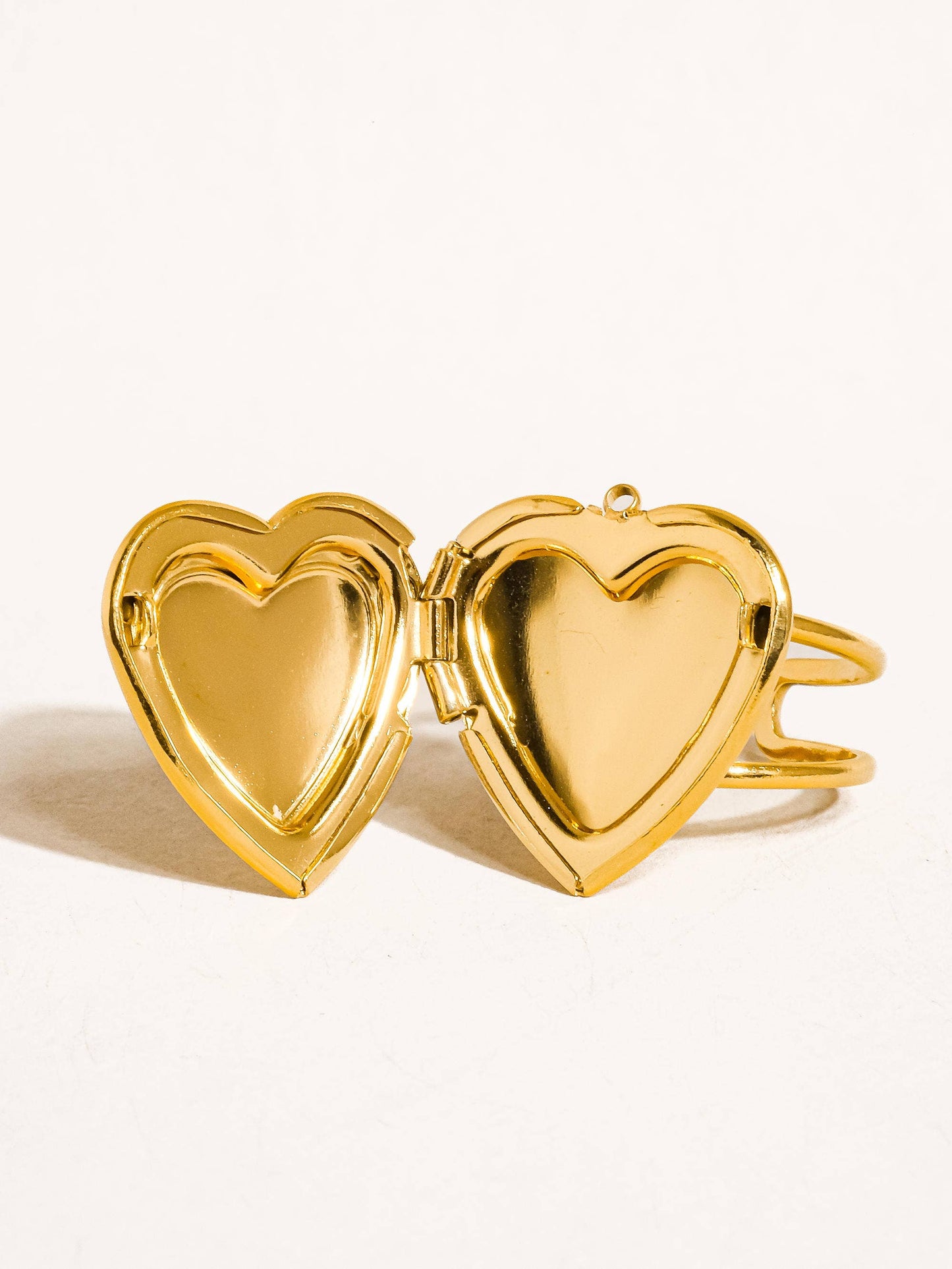 Sefina 18K Non-Tarnish Locket Heart Ring: Yellow Gold