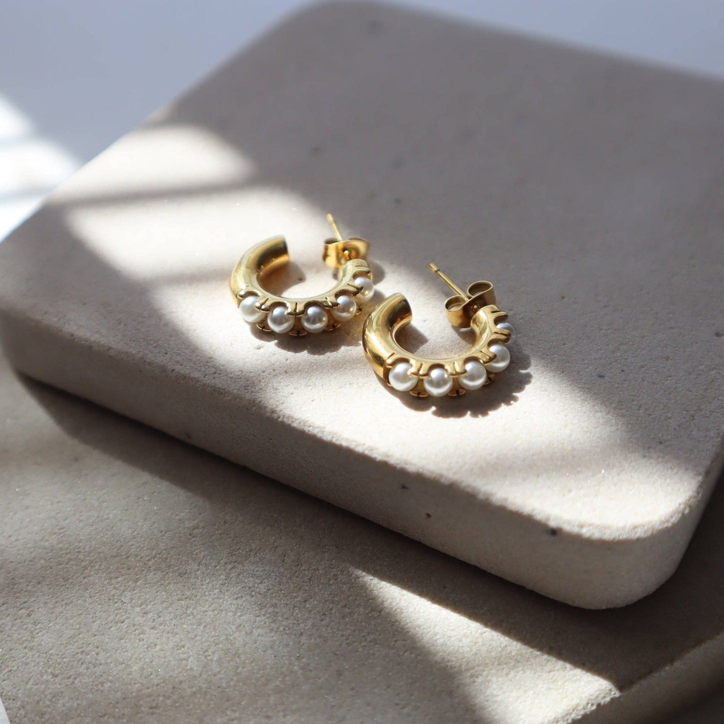 JESSA Jewelry - Nori Hoops | Pearl Hoop Earrings