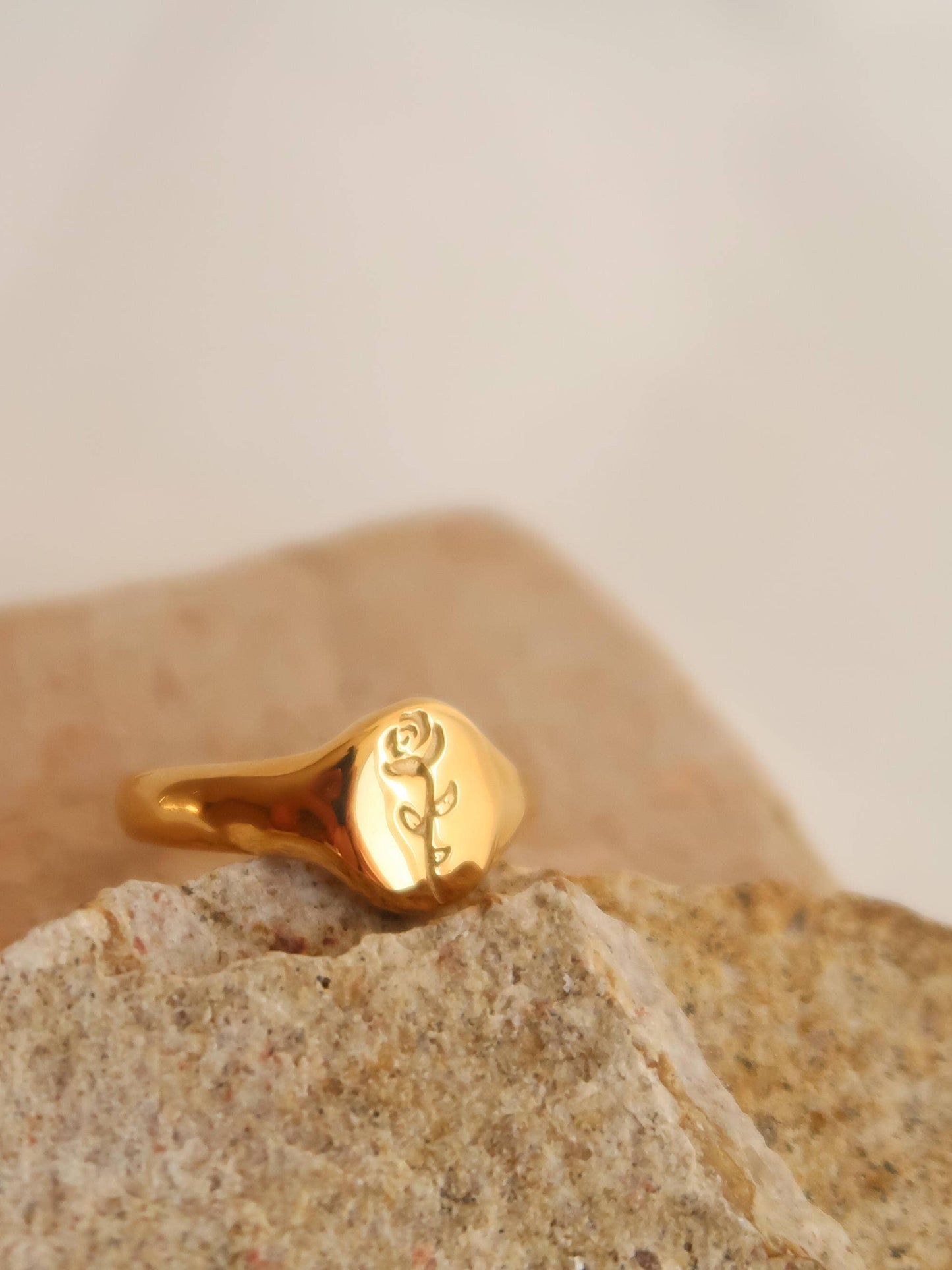 Georgia 18K Gold Non-Tarnish Rose Ring: Yellow Gold