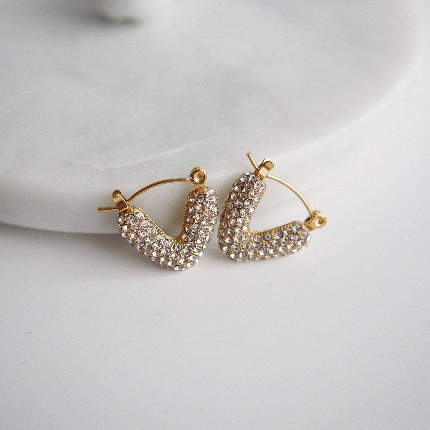 JESSA Jewelry - Alana Hoops | V-Shaped Pave Hoops