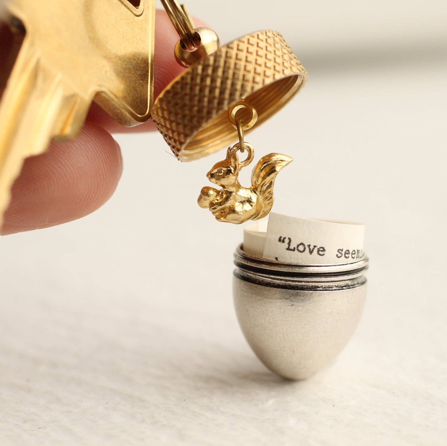 Acorn Squirrel Keyring with Personalised Message