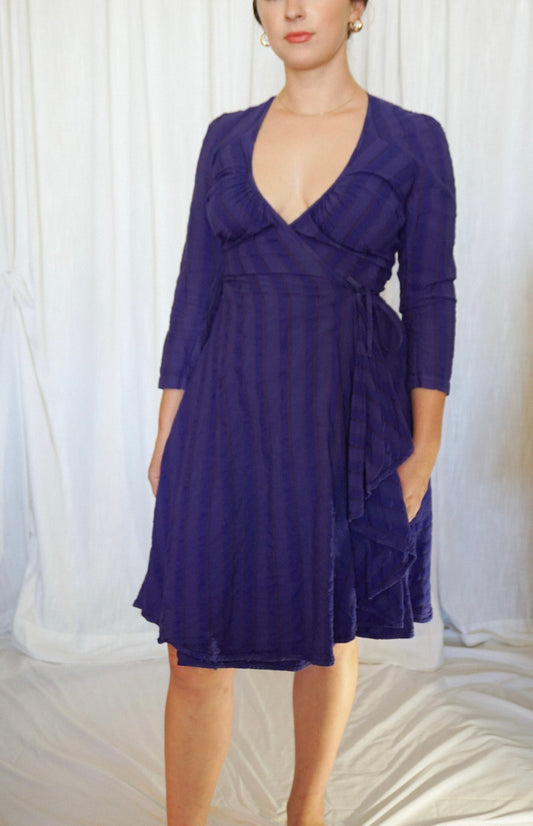 purple wrap dress front
