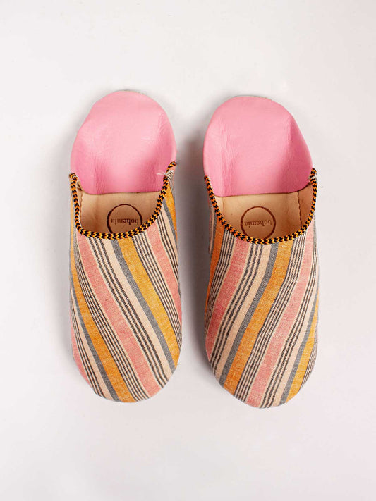 Bohemia Design - Margot, Tangerine Stripe Linen Babouche Slippers