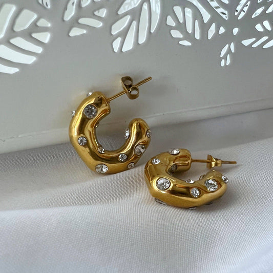 JESSA Jewelry - Dazzle Hoops | CZ Chunky Gold Hoops