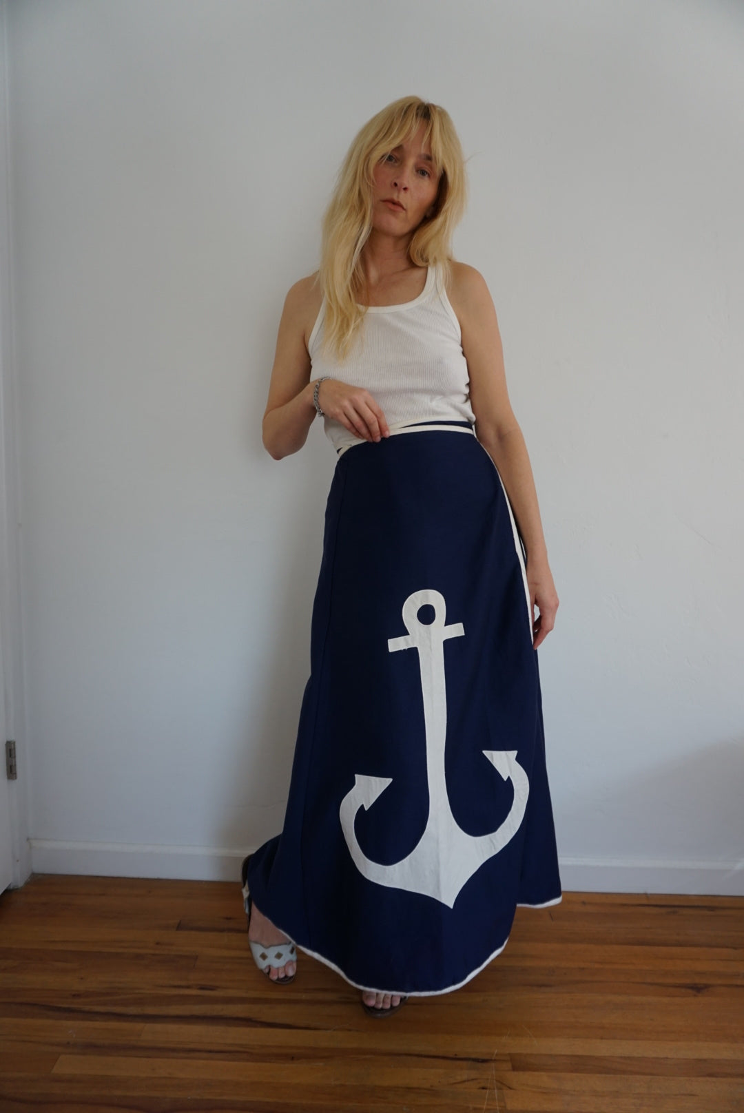 navy sailor wrap skirt