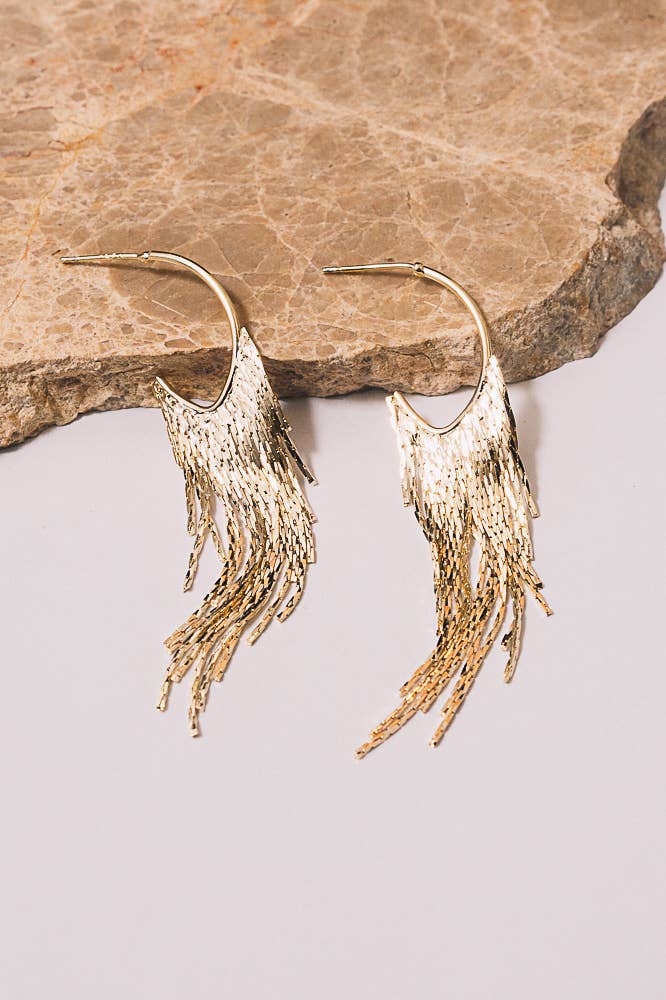 janna conner - signe fringe chain hoop earrings