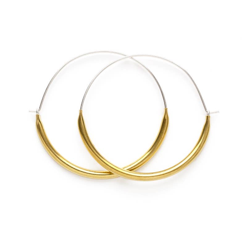 tube hoops- brass and silver - large